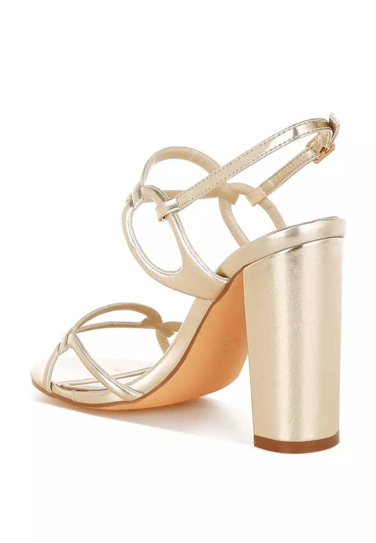 Gold Cut Out Chain Metallic Sandals