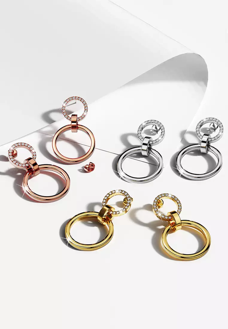 Orbit of Radiance Earrings Embellished with SWAROVSKI® Crystal in Rose Gold