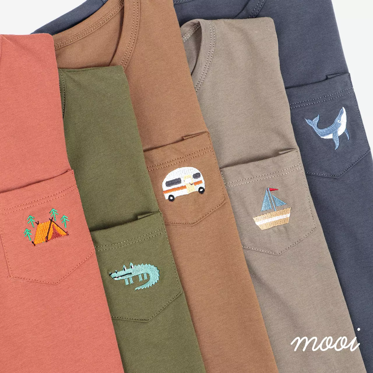 Mooi Setelan Anak Kaos Anak Tshirt Pocket Tee Set - Dark Brown