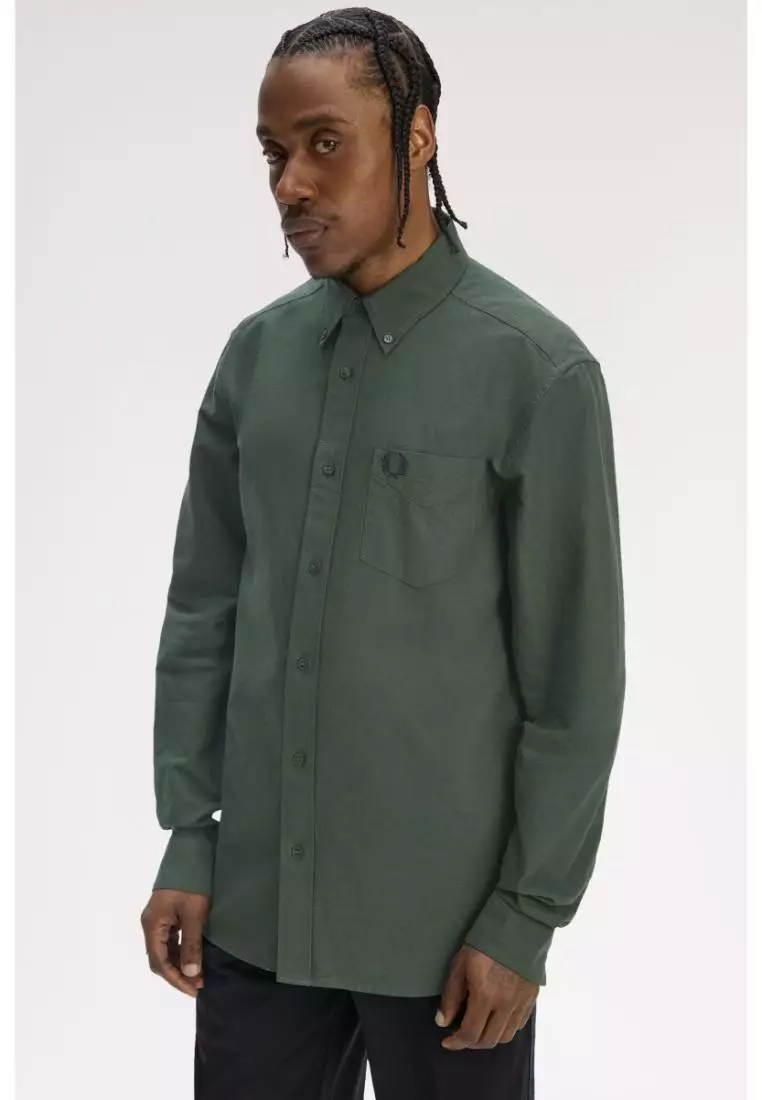 Fred Perry M5516 Long-Sleeve Oxford Shirt (Court Green)