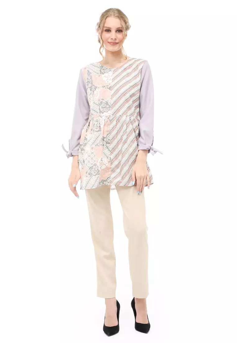 Lynelle Batik Wanita Sonia Lengan Panjang Motif Mega Material Cotton ORIGINAL - Gray