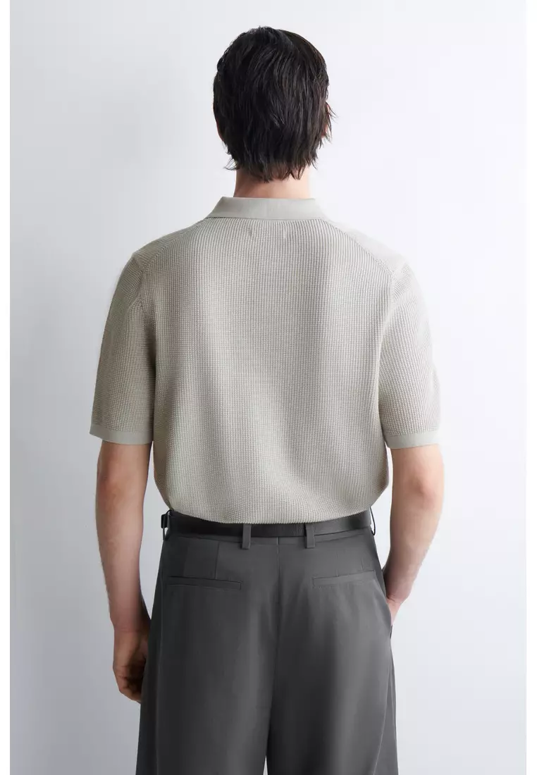 WAFFLE-KNIT COTTON POLO SHIRT