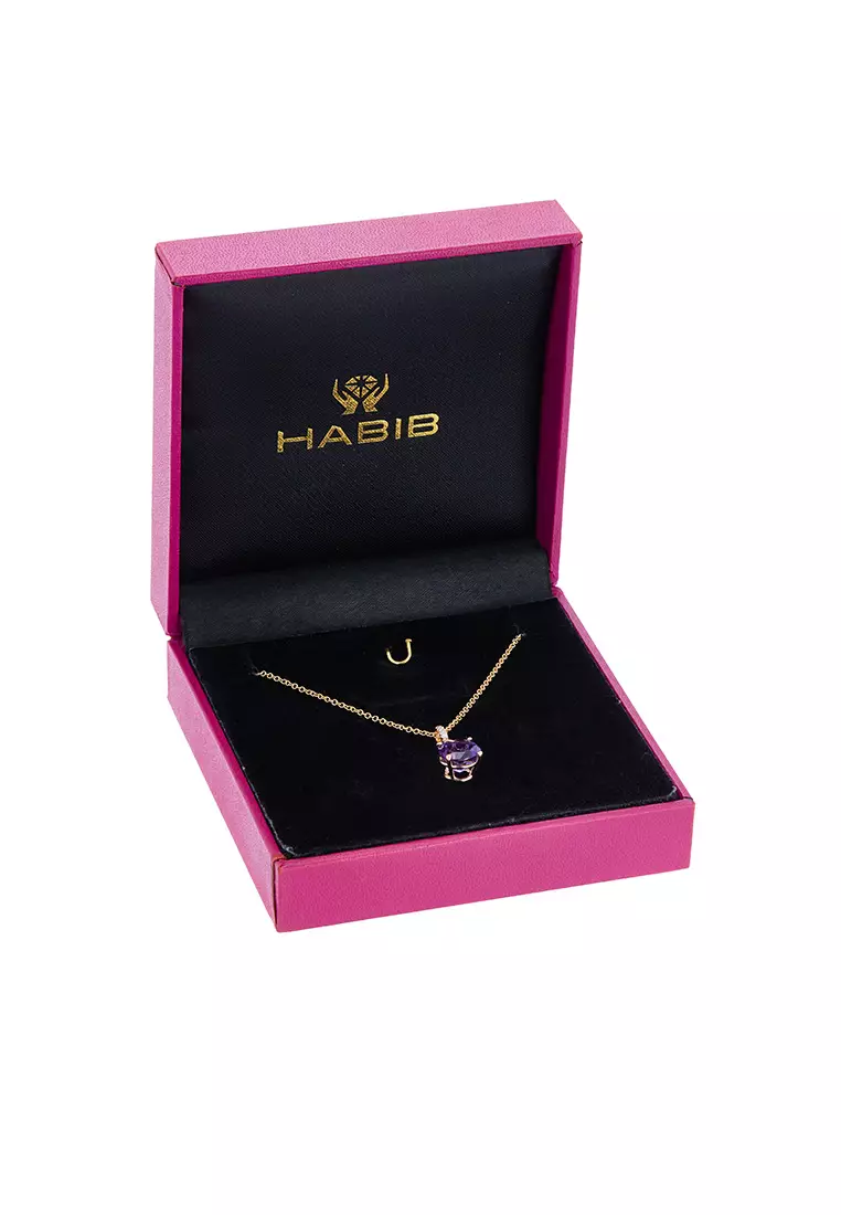 HABIB Blue Topaz, Amethyst and Round Diamond Necklace in 375/9K Yellow Gold 249081123(N)-YG