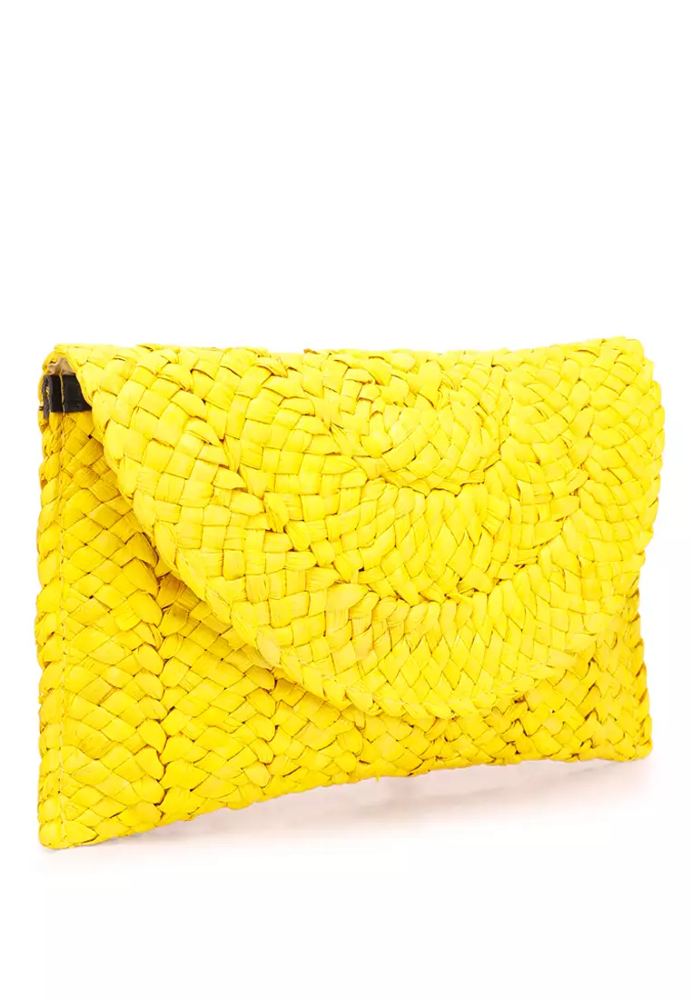 Straw Rope Clutch Bag in Yellow