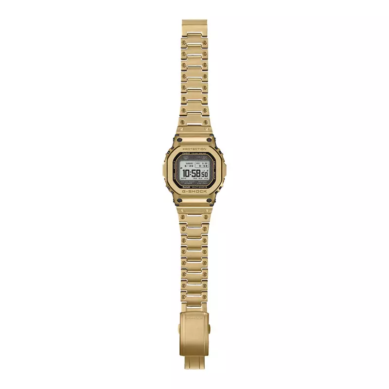 Jam Tangan Pria Casio G-Shock GMW-BZ5000GD-9JF Square Tough Solar Digital Dial Gold Stainless Steel Band (JDM)