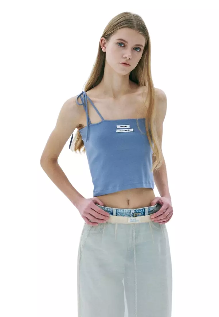 Sleeveless Double Label ribbon Detail - Blue