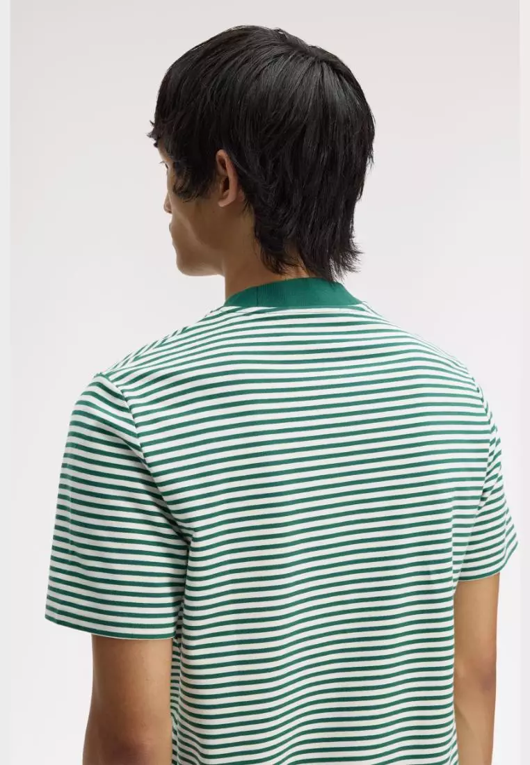Fred Perry M6581 Fine Stripe Heavy Weight T-Shirt (Sport Green)