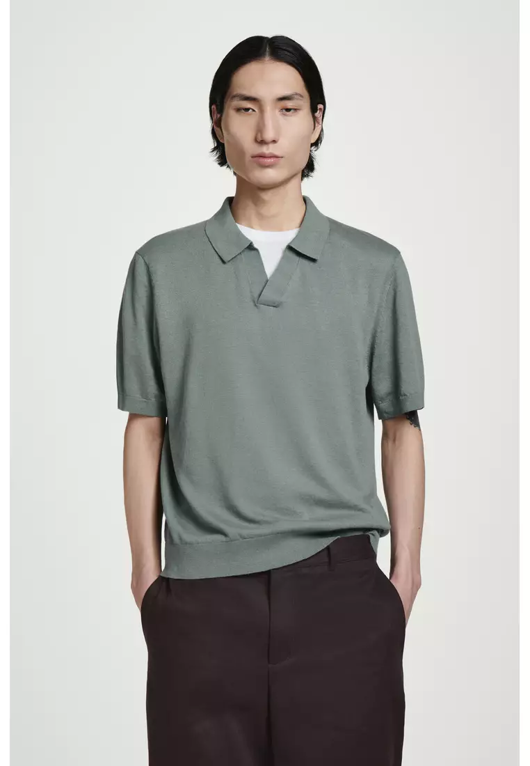 KNITTED LINEN POLO SHIRT