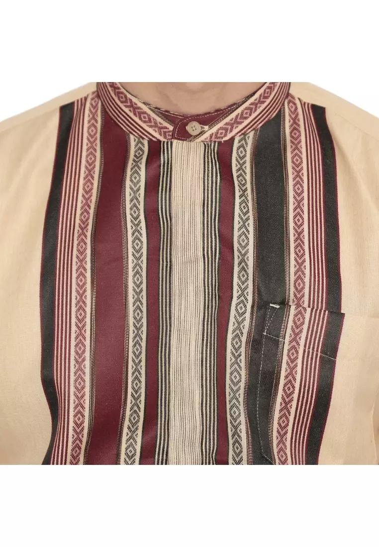 POLICE Kemeja Koko Border Cream Regular Fit Pria