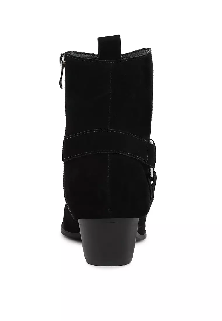 Harness Detail Ankle Boots in Black