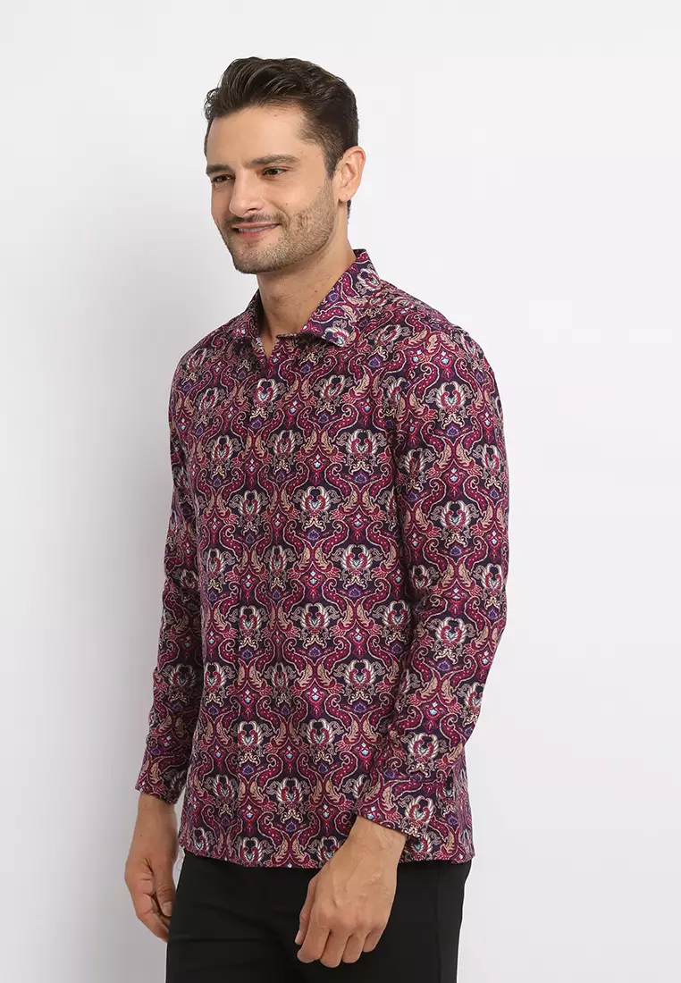 MAGINOT TADYA PURPLA Batik Slim Fit Lengan Panjang
