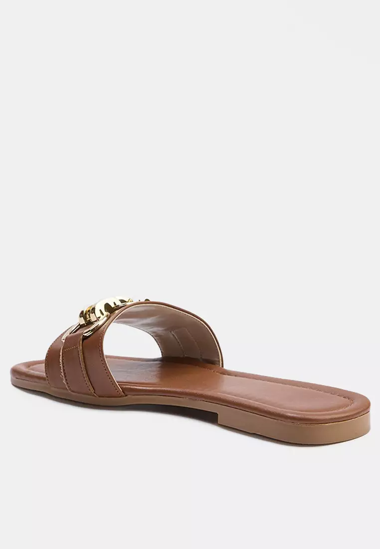 Gold Chain Detail Slippers