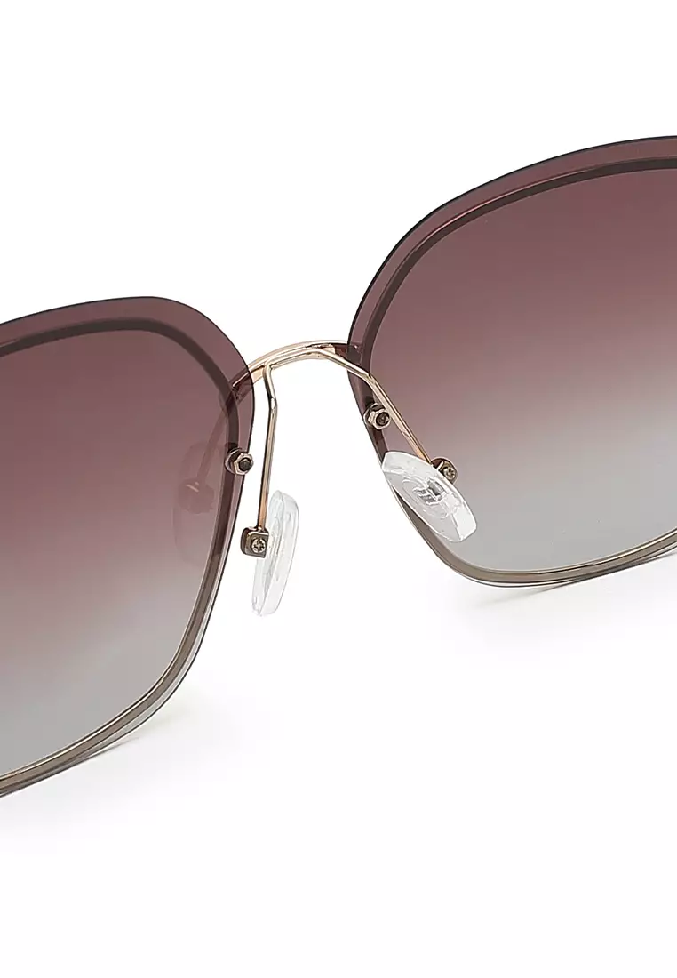 Unisex Polarized Square Sunglasses (Kacamata Hitam) - Emas / Cokelat