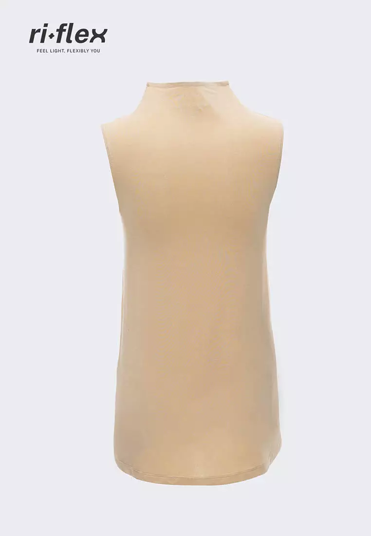 Ria Miranda Beige Comfy Sleeveless Top