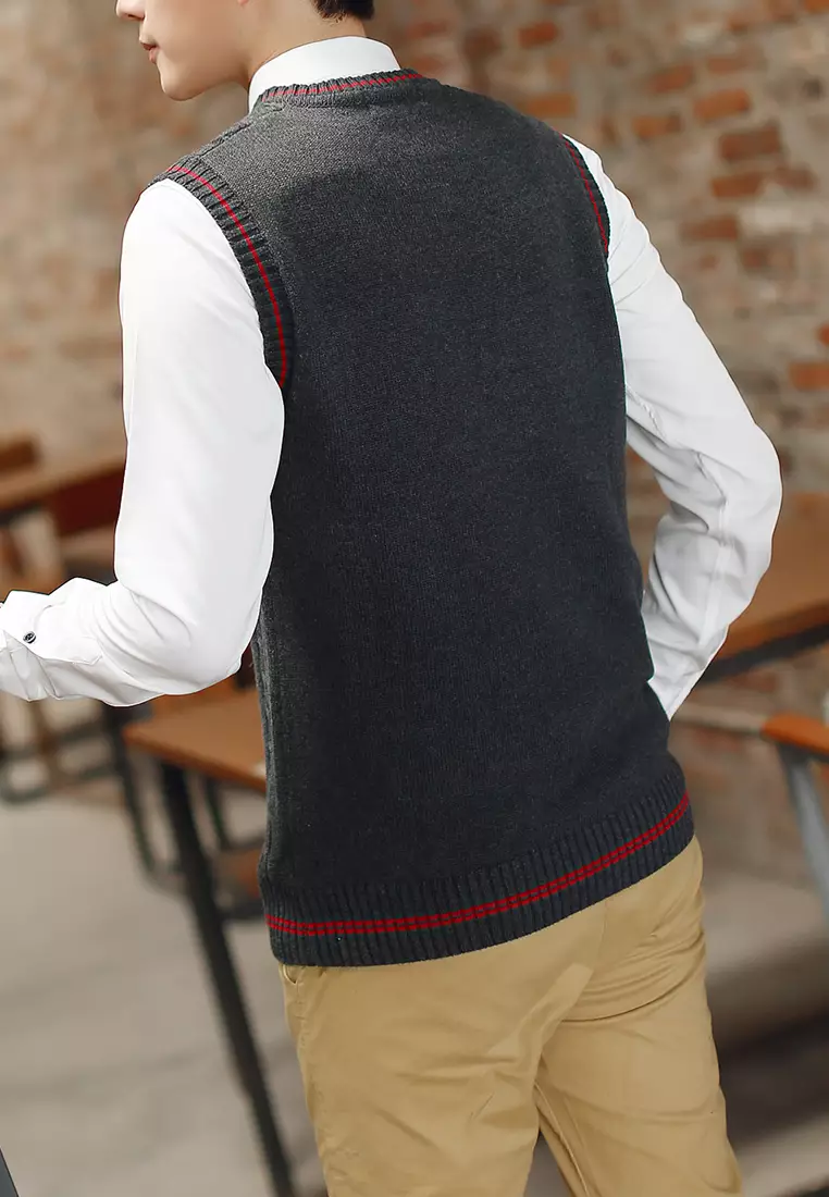 Contrast Stripe Knitted Vest XH920