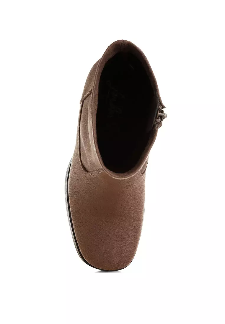 Sepatu Bot Kaus Kaki Mikrofiber Warna Taupe