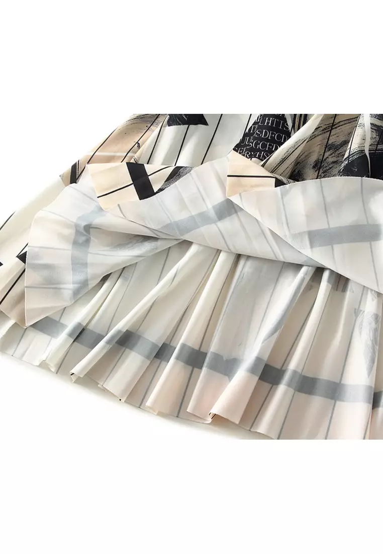 Ink Printing Pleated Skirt AF-D2125