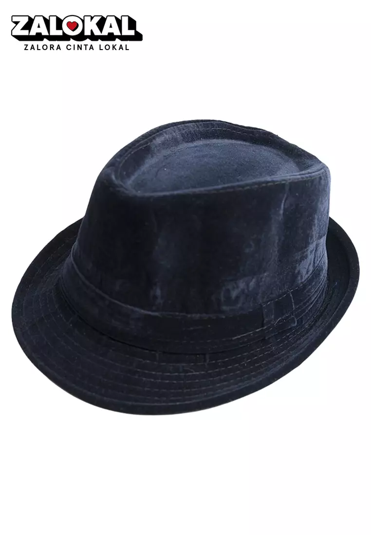 Topi fedora cowboy hat fedora corduroy dark navy houseofcuff