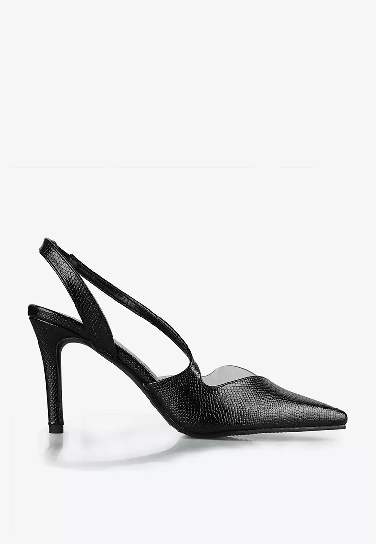 Faye stiletto pump heels with snake embossed leather