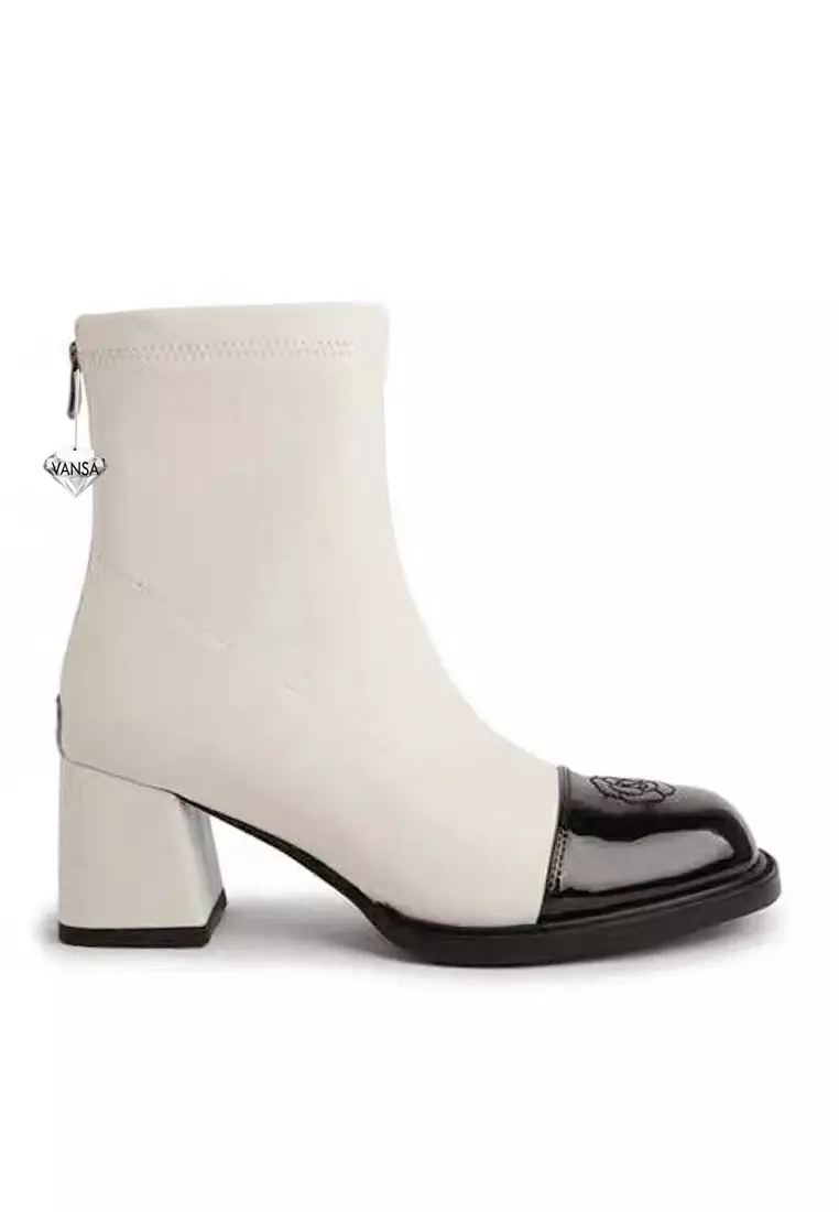 Discount on Twenty Eight Shoes  shoes - SKU: VANSA Colorblock Elastic Microfiber Leather Short Boots VSW-B-28