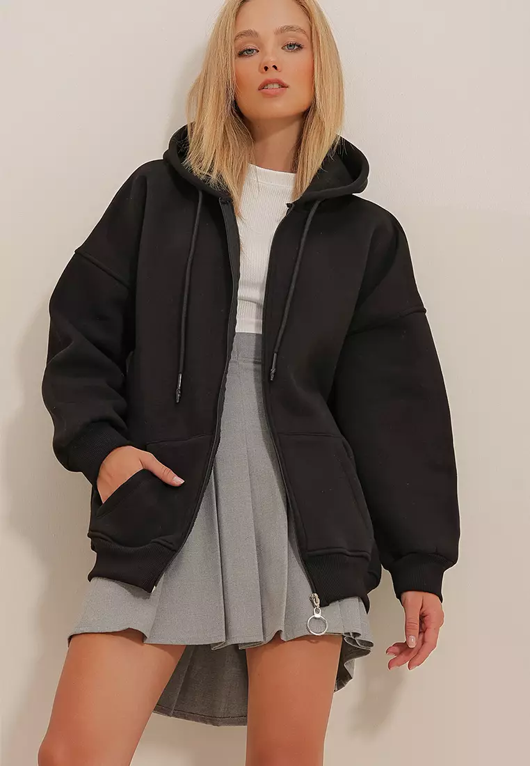 Kangaroo Pocket and Zipper Hoodie