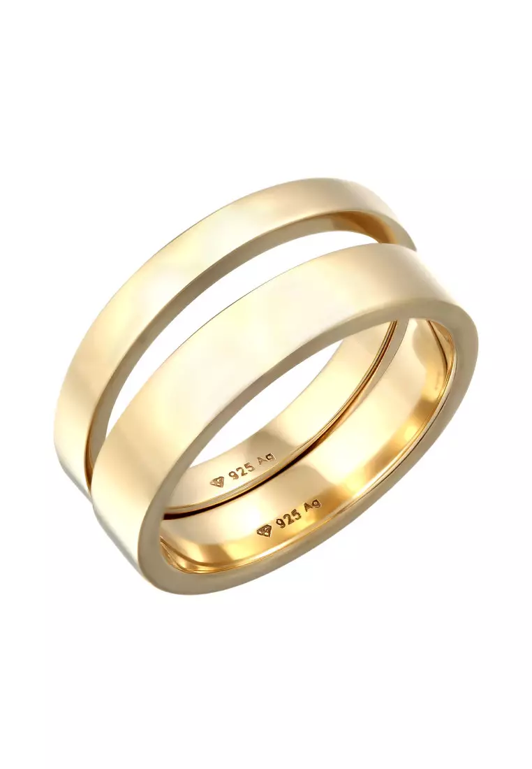 EXCLUSIVE Cincin Perhiasan Perak 925 Pria Band Gold Plated