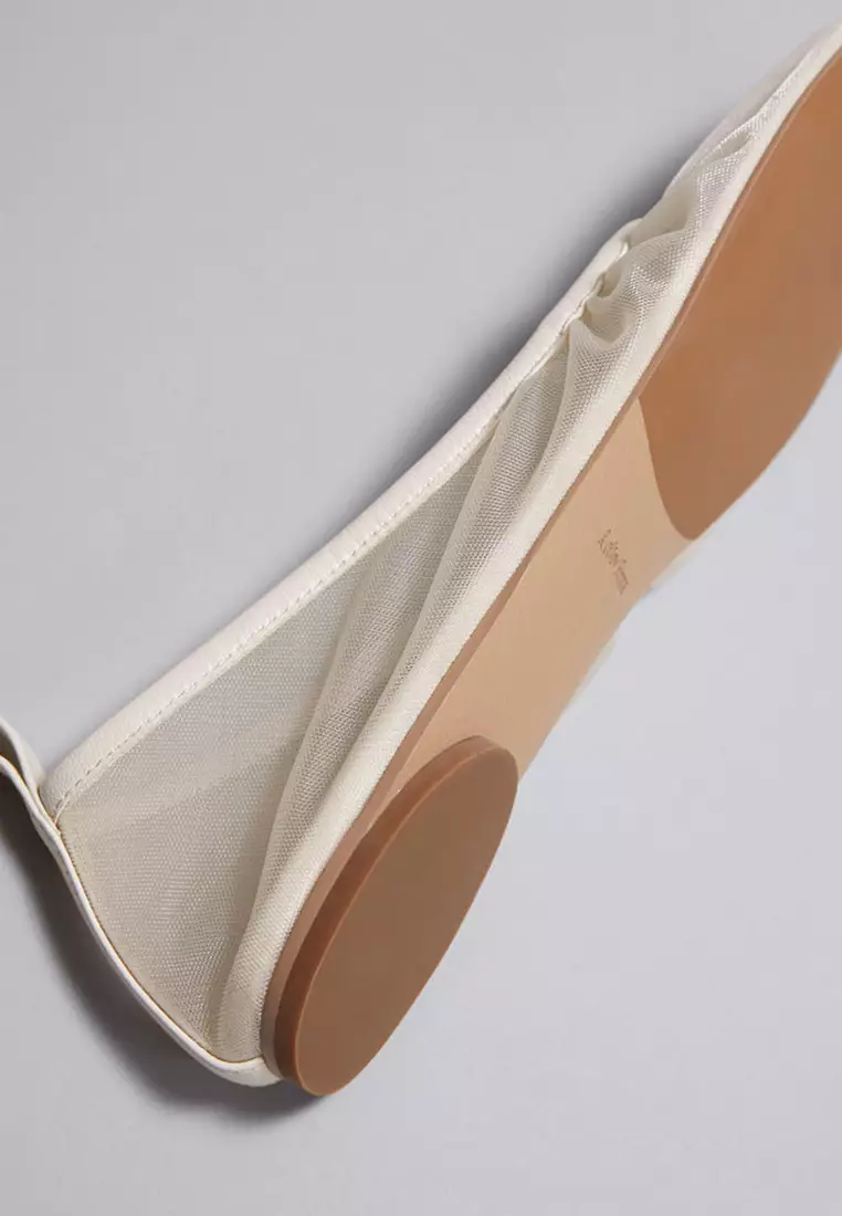 Leather-Trimmed Mesh Ballet Flats