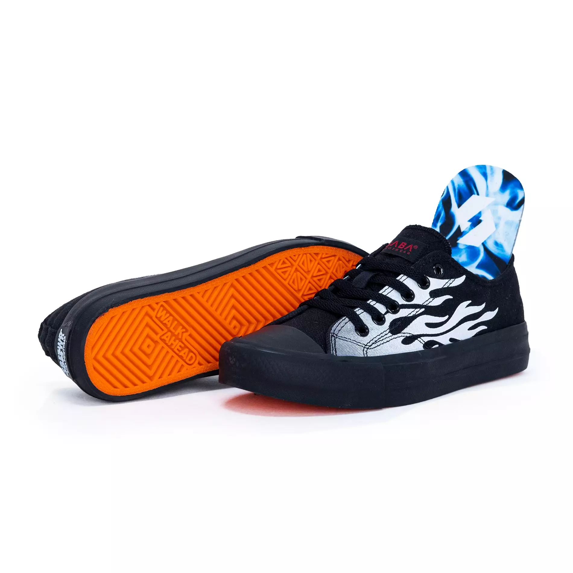 SABA Vintage White Flame All Black - Sepatu Sneakers Casual Pria Wanita