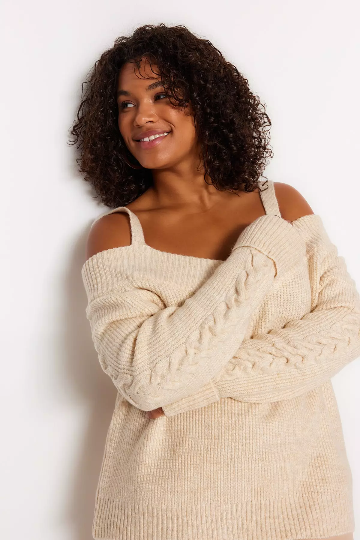 Plus size cheap beige sweater