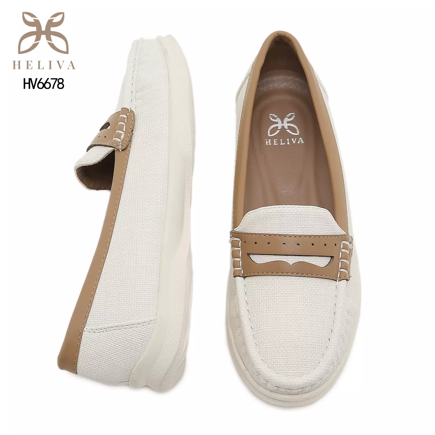 Heliva Esha Elegant Linen-Textured Loafers with 2cm Sole Casual Slip-On Comfort HV6678