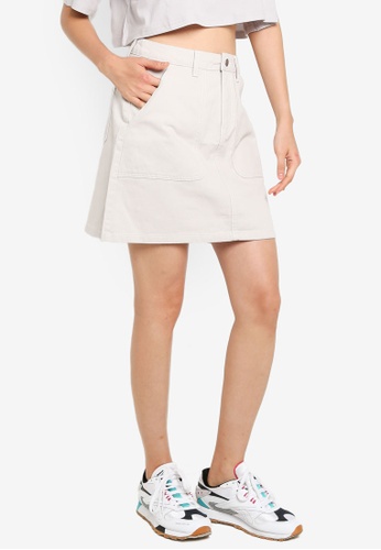 H&M grey and beige Short Twill Skirt 0510EAAFE5E1B4GS_1