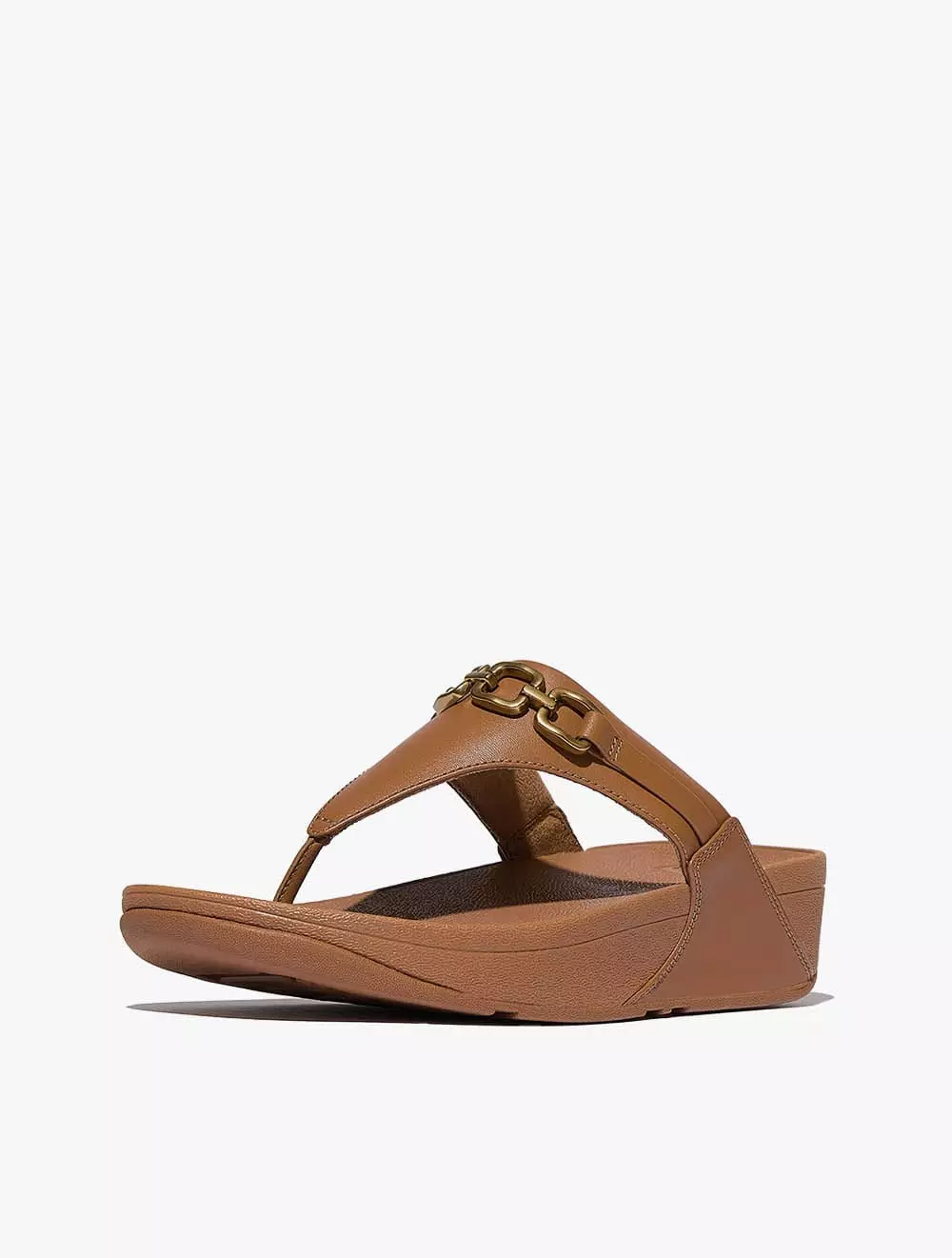 Fitflop Lulu Square-Chain Leather Toe-Post Sandals - Deep Tan