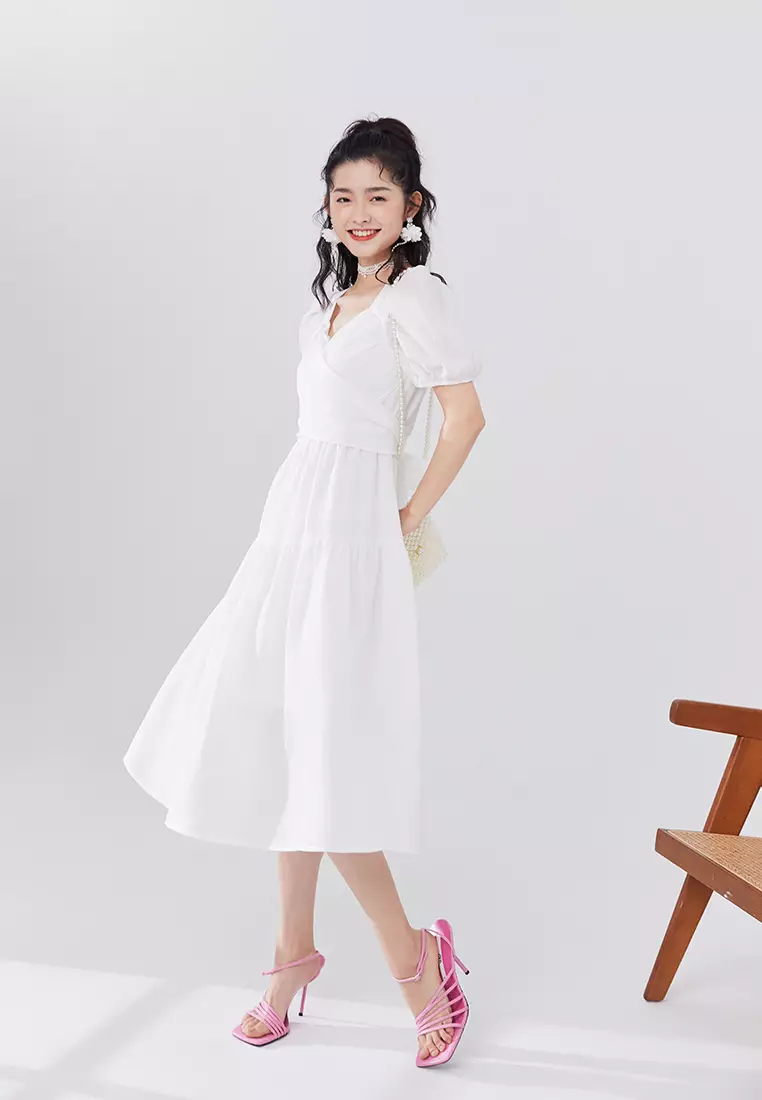 Square neck chiffon dress discount