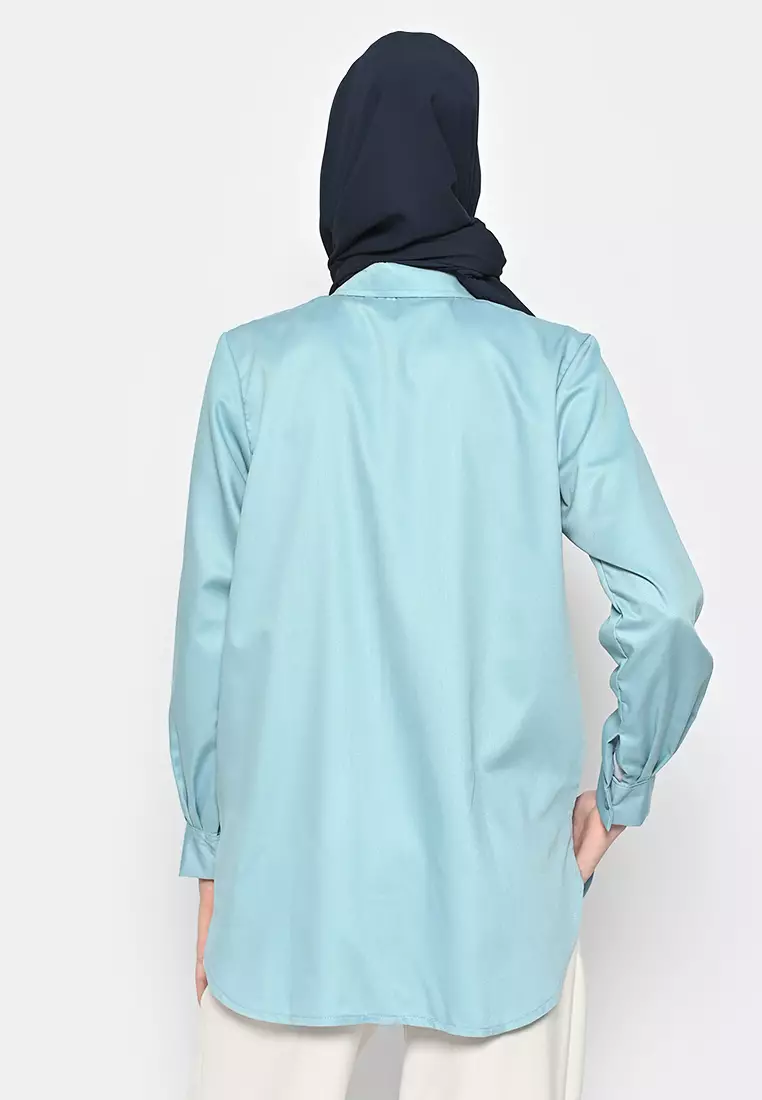 Azzura Embroidery Blouse Dusty Blue