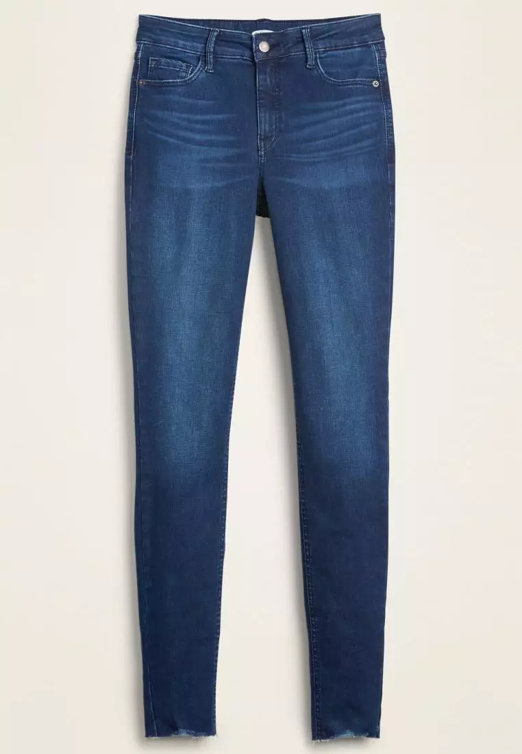 Mid-Rise Built-In Sculpt Rockstar Raw-Hem Super Skinny Jeans for Women