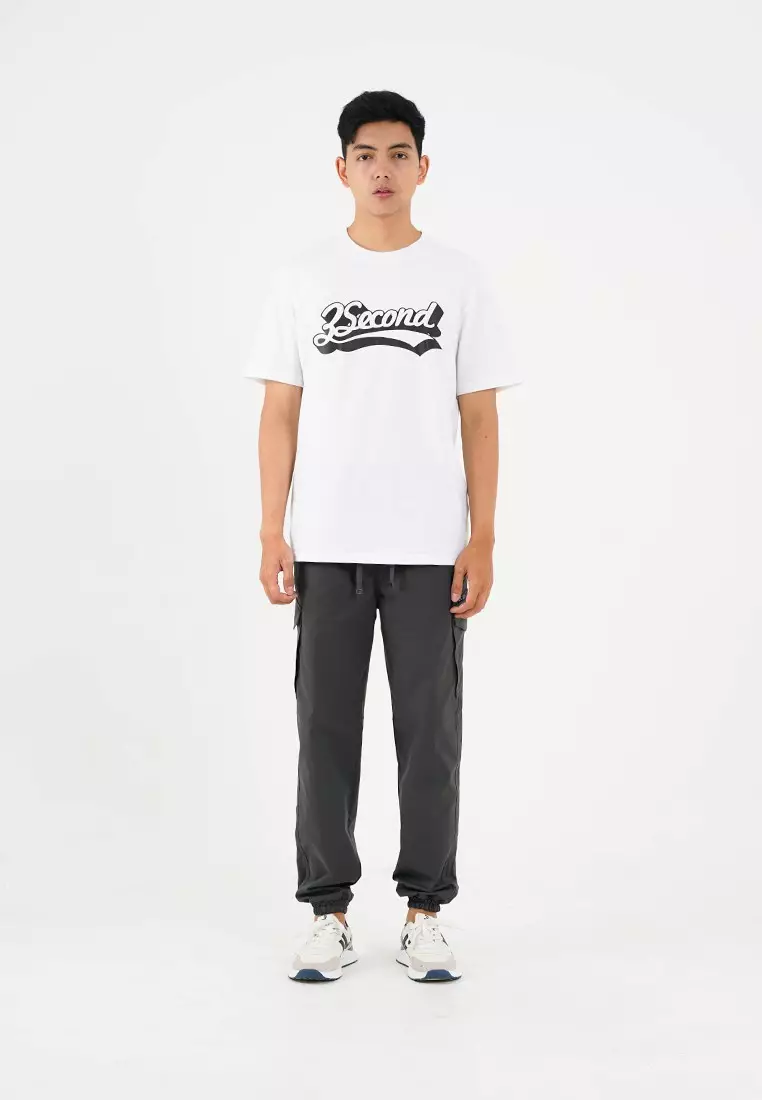 3Second Men's T-Shirt Short Sleeve Cotton Logo Script OL-C371223