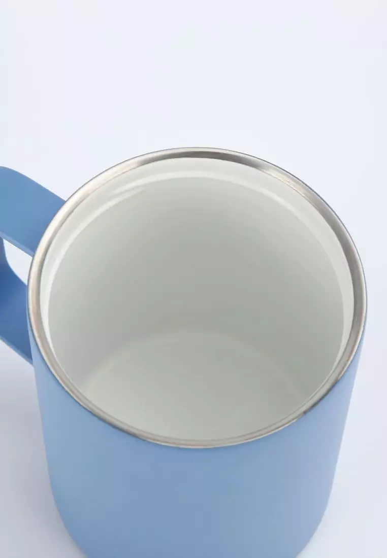 Crossing Neo Insulated S/S Leakproof Ceramic Mug W Handle And Lid 400ml - Heirloom Blue (Light Blue)