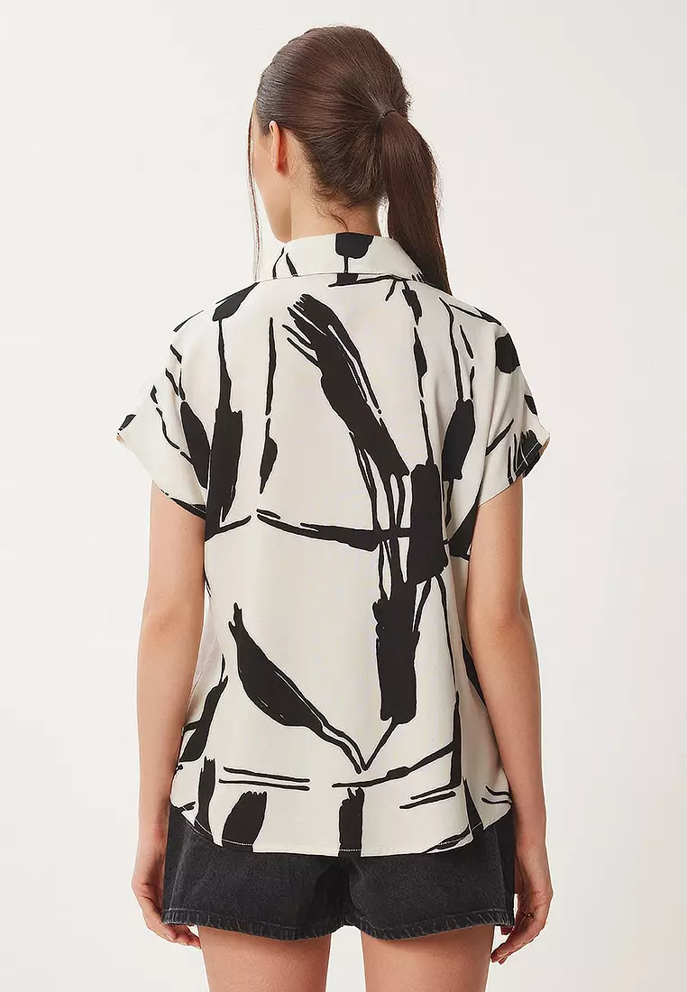 Patterned Short Sleeve Viscose Shirt