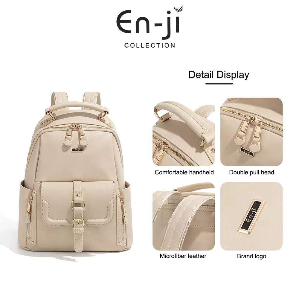 En-ji Yobum Backpack Wanita Warna Cream