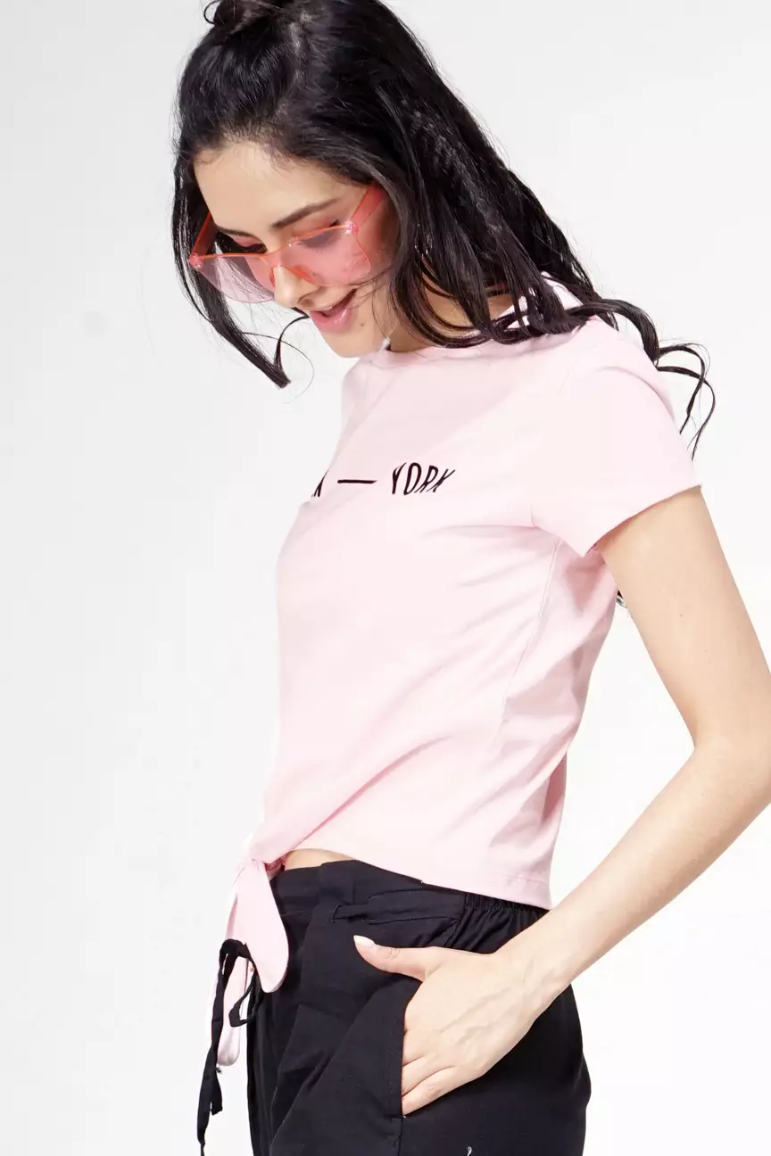 Kaos Wanita Crystal Nyc Pink
