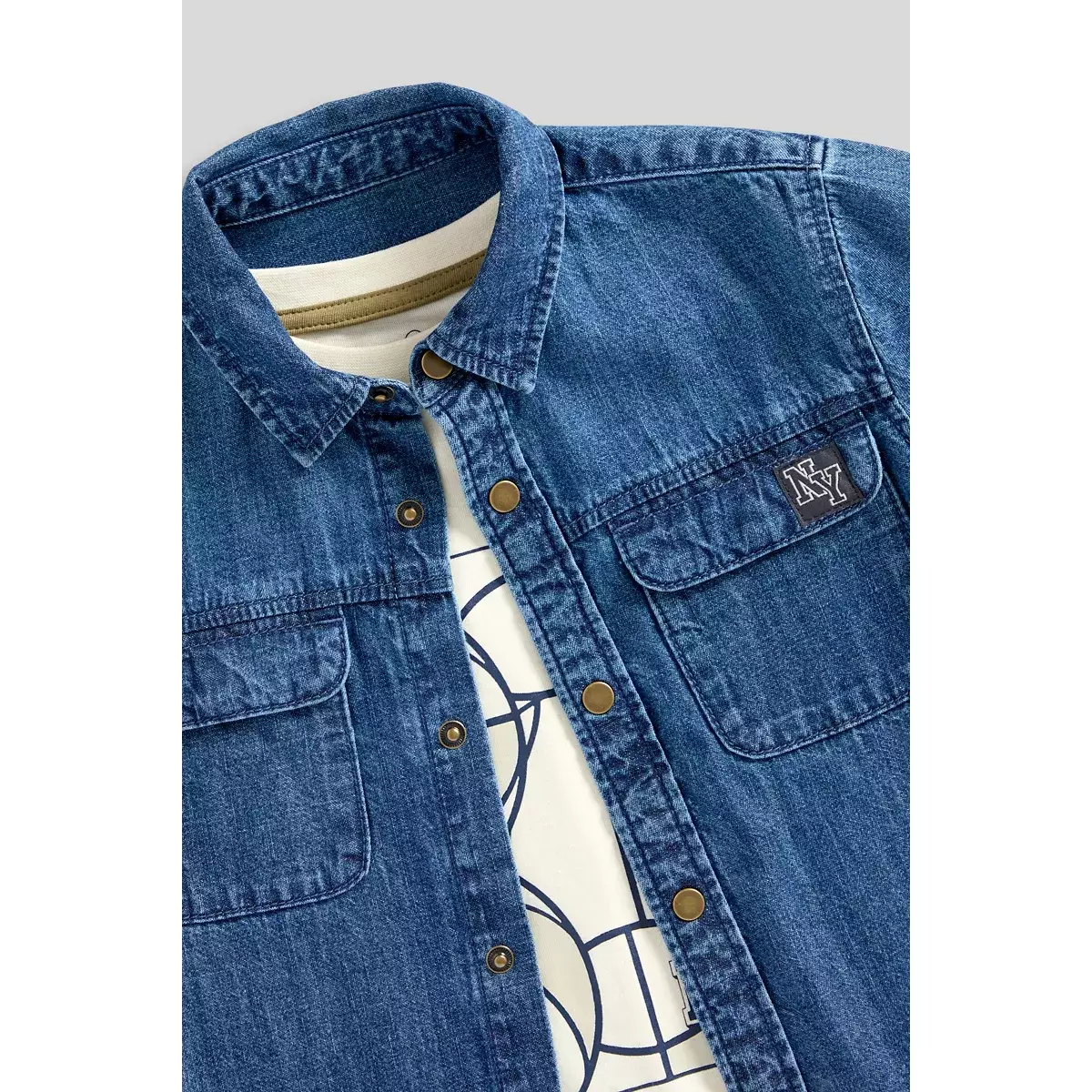 Mothercare Denim Shirt and T-Shirt Set - Set Kemeja Kaos Anak Laki-laki (Biru)