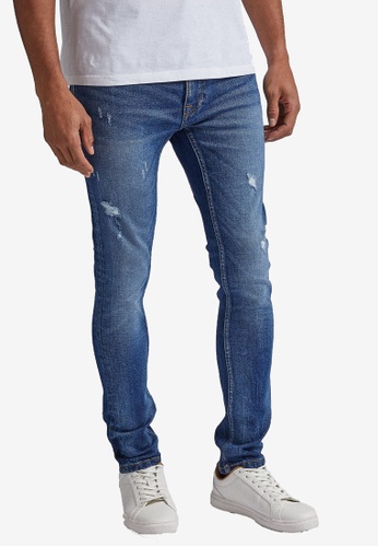 Buy Burton Menswear London Blue Super Skinny Fit Abrasion Jeans With Organic Cotton Online Zalora Singapore