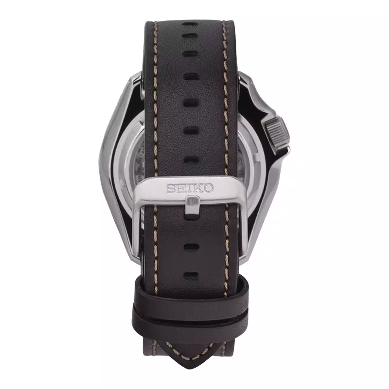 Jam Tangan Pria Seiko 5 Sports SSK036K1 SKX Series Automatic GMT Black Dial Brown Leather Strap
