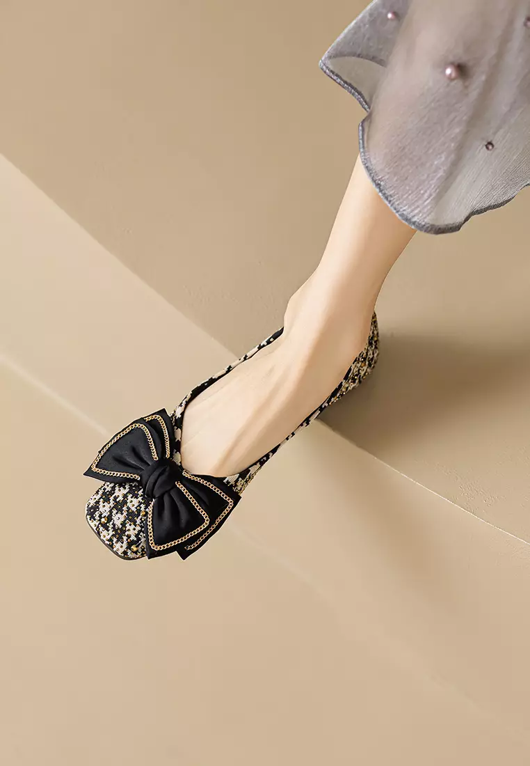 Bowknot Decoration Satin Ballerinas WW689-2