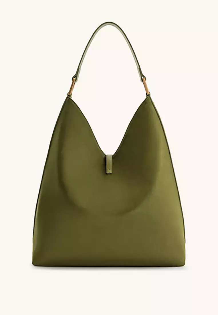 Aria Faux Suede Shoulder Bag - Olive