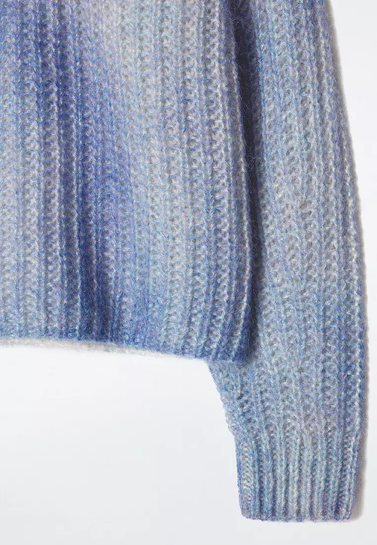 Spray-Effect Mohair V-Neck Jumper