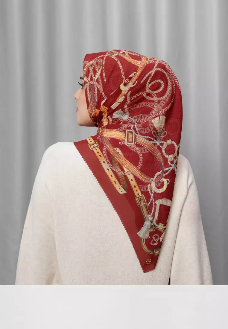 Alexandra Silk Jacquard Square - Crimson