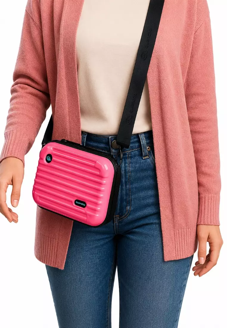 Double Layer Sling Bag 7-Inch Hard Shell Travel Organizer - Coral