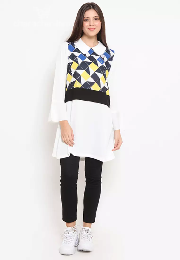 Doraemon Geometric With Vest Pattern Shirt Blue