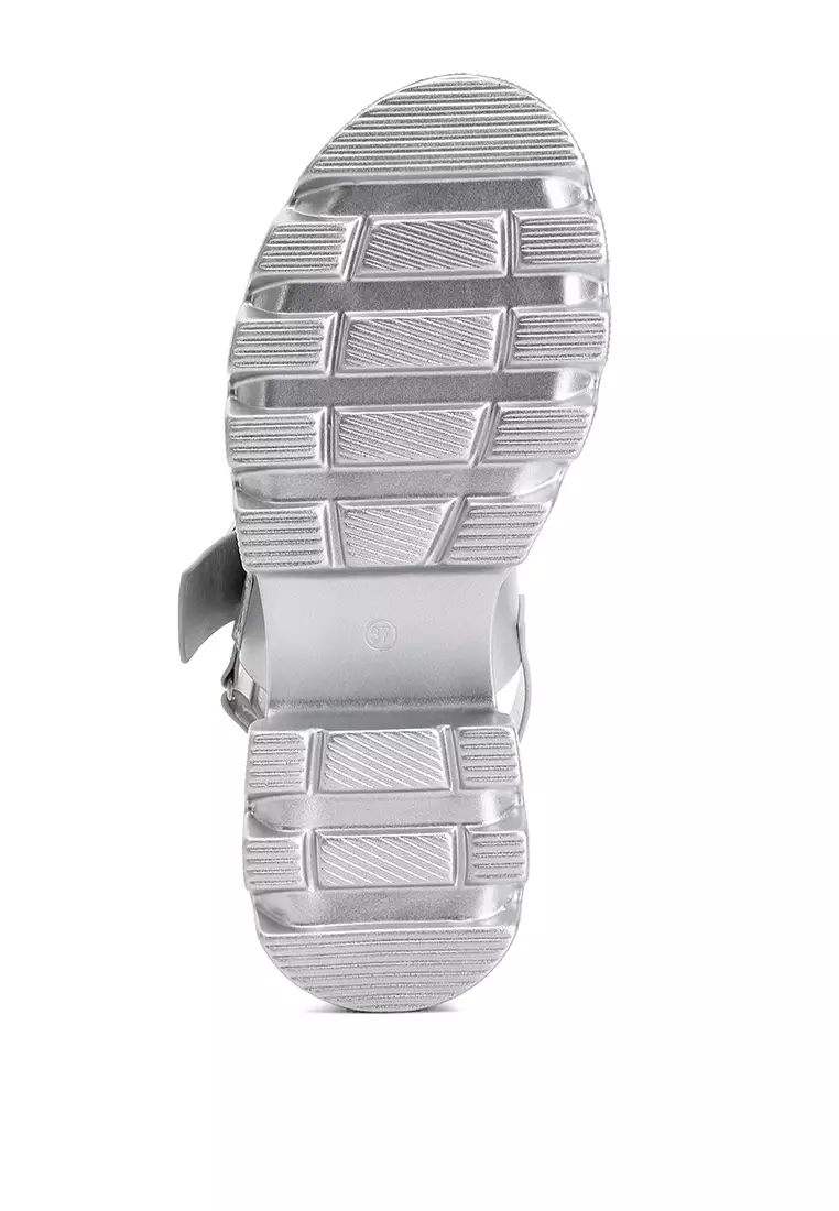 Silver Metallic Chunky Sandals
